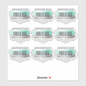 Chandelle De Soja Transparent Étiquette Turquoise (Feuille)