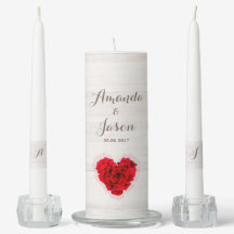 Chandelle d'unité mariage rose rouge hhn01