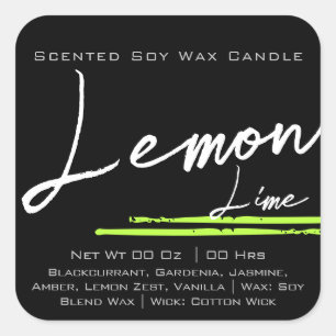 Chandelle moderne Étiquette Plain Citron noir