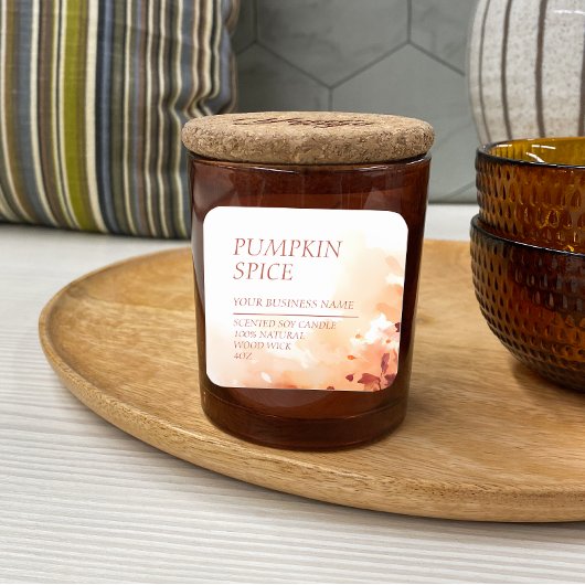 Chandelle parfumée automne Étiquette d'aquarelle m