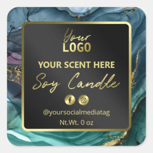 Chandelle Turquoise d'encre d'or noir Étiquettes
