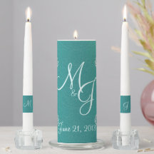 Chandelles Mariages turquoise Damask