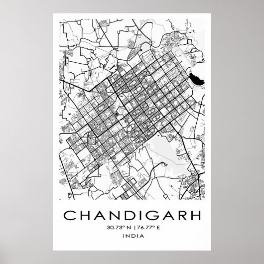 Chandigarh Map Poster| Punjab| India Poster (Voorkant)