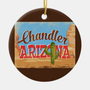 Chandler Arizona Cartoon Desert Vintage Travel Keramisch Ornament