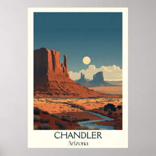 Chandler Arizona Retro Travel Poster   Vintage roo