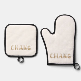 Chang Hmong achternaam Beige Plaid Ovenwant & Pannenlap Set