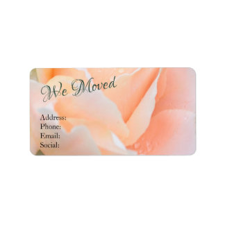 Change of Address – Elegant Peach Rose Floral Etiket