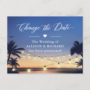 Change the Date Summer Palm Beach String Lights Briefkaart