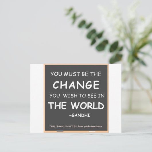Change-World-Gandhi Briefkaart (Staand voorkant)