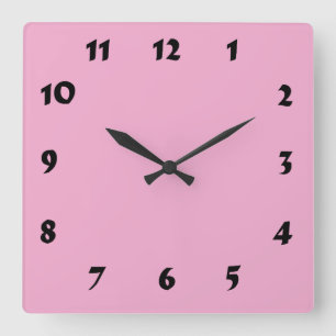 Changeable Numbering Pastel Pink Clock Vierkante Klok