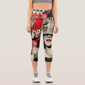 'Changement climatique' leggings capri rouge & noi (Recto)