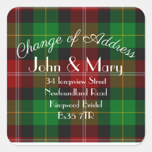 Changement d'adresse autocollant retour tartan rou