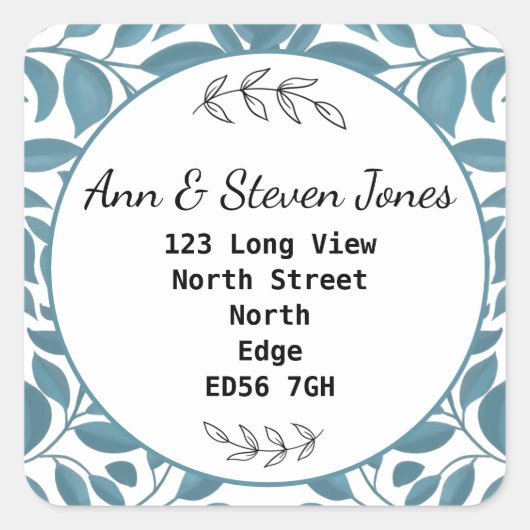 Changement d'adresse carré feuille autocollant (Devant)