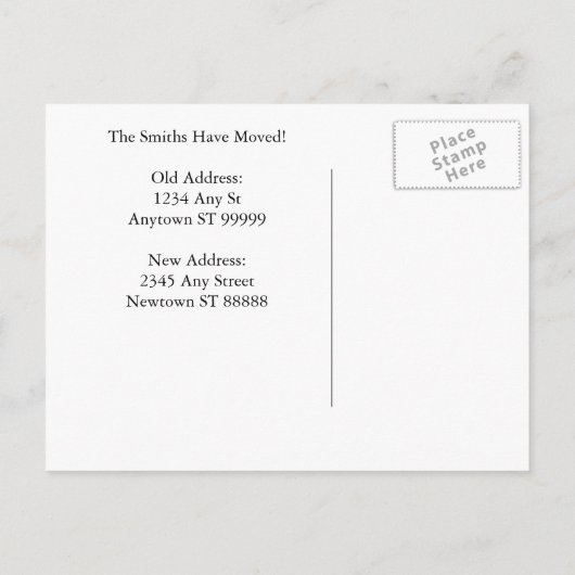 Changement d'adresse Carte postale : Fixer le haut (Dos)