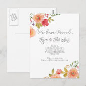 Changement d'adresse Carte postale florale élégant (Devant / Derrière)