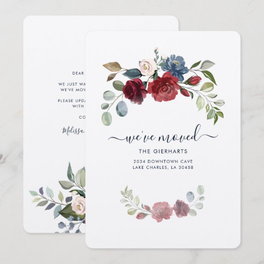 Changement d'adresse floral Faire-part de déménage (Devant / Derrière)