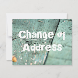Changement d'adresse sur carte en bois vert rustiq