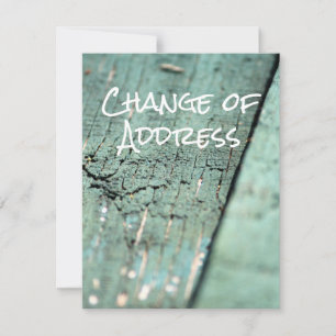 Changement d'adresse sur carte en bois vert rustiq
