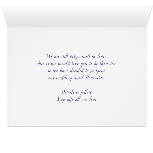 Changement de date anemone mariage bleu carte repo (Intérieur Horizontal (Bas))