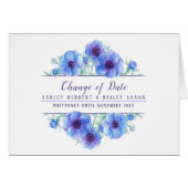 Changement de date anemone mariage bleu carte repo (Devant horizontal)