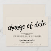 Changement de date de mariage, Crème, Carte de fai (Devant / Derrière)