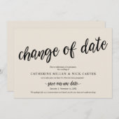 Changement de date de Mariage, Crème, Faire-part (Devant / Derrière)