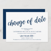 Changement de date de mariage, Navy, Carte d'annon (Devant / Derrière)