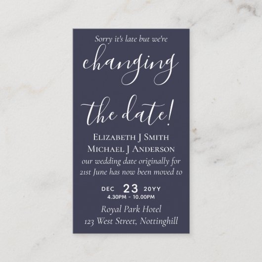Changement de date Mariage Postponement Invitation (Devant)