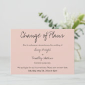 "Changement de plan" Carte Blancs Mariage reportée (Debout devant)