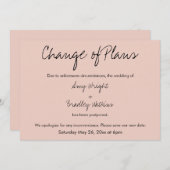 "Changement de plan" Carte Blancs Mariage reportée (Devant / Derrière)