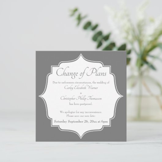 Changement de plan Carte Mariage différée Gris (Debout devant)