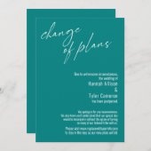 Changement de plan Carte Mariage Turquoise reporté (Devant / Derrière)