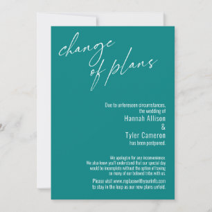 Changement de plan Carte Mariage Turquoise reporté