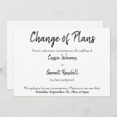 "Changement de plan" Reporté Faire-part Mariage (Devant / Derrière)