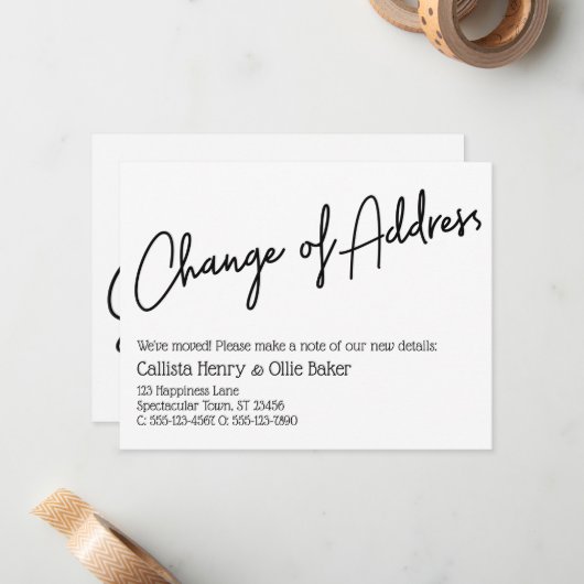 Changement décontracté d'adresse Faire-part simple (Devant/Arrière en situation)