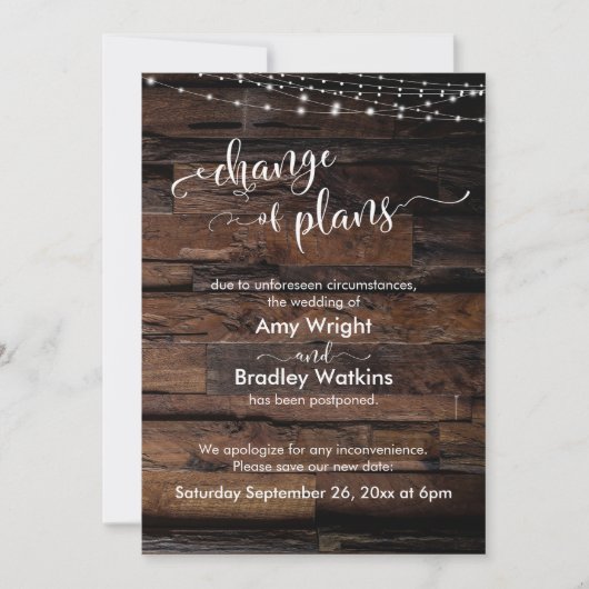 Changement rustique de plans carte de mariage repo (Devant)