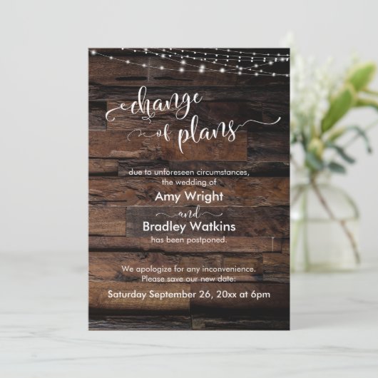 Changement rustique des plans Carte Mariage report (Debout devant)