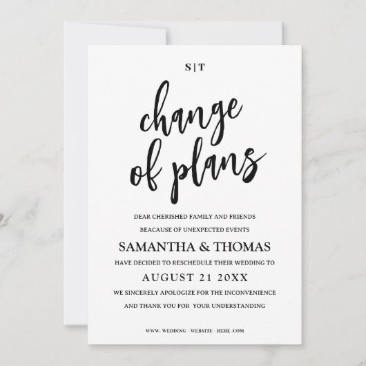Changement Simple De Date Mariage Faire-part (Devant)