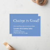 "Changer est bon" Bleu Nouvelle carte d'adresse (Devant/Arrière en situation)