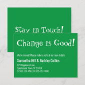 "Changer est bon" Kelly Green Nouvelle carte d'adr (Devant / Derrière)