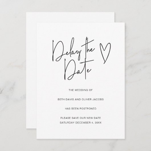 Changer la date Changement de plans Invitation sim (Devant / Derrière)