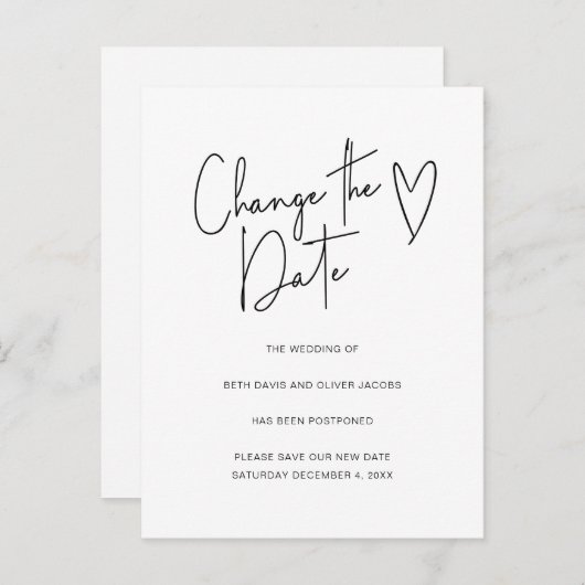 Changer la date Changement de plans Invitation sim (Devant / Derrière)