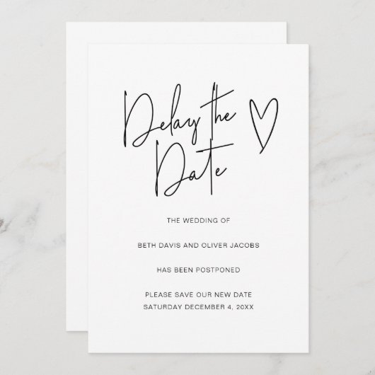 Changer la date Changement de plans Invitation sim (Devant / Derrière)