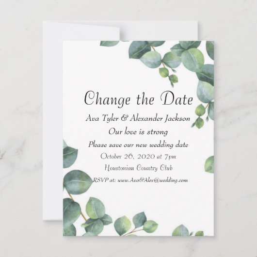 Changer la date Invitation de mariage (Devant)