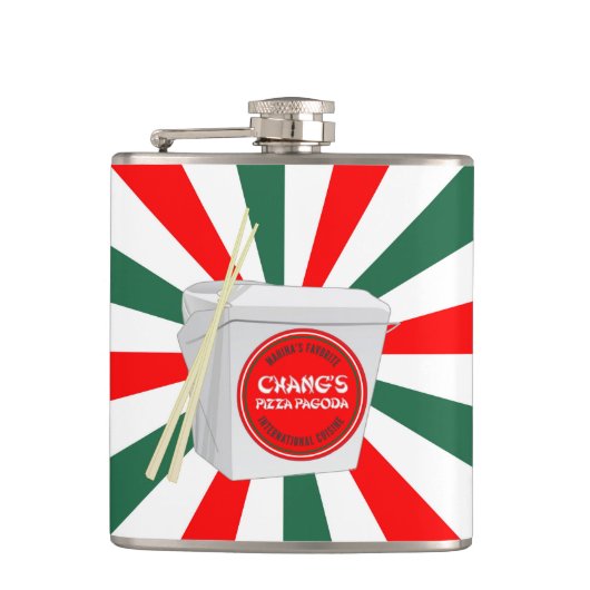 Chang's Pizza Pagoda, een landmerk in Hawaii sinds Heupfles (Voorkant)