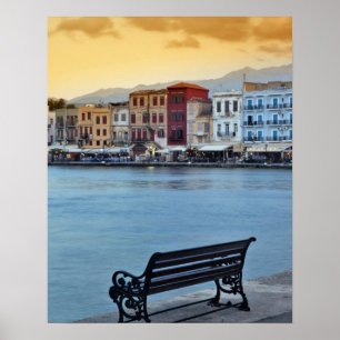Chania bij schemering, Chania, Kreta, Griekenland Poster