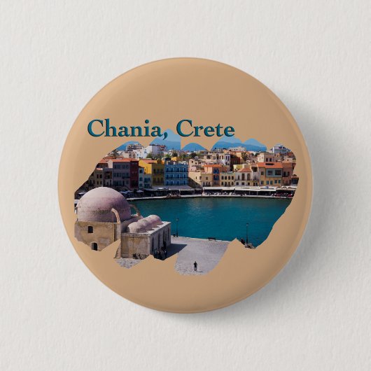 Chania, Kreta: Venetian Harbour Ronde Button 5,7 Cm (Voorkant)