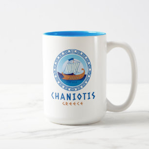 Chaniotis, Griekenland Grieks scheepsontwerp Tweekleurige Koffiemok