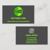 CHANNEL NAAM YOUTUBER LOGO QR CODE GRAY GREEN VISITEKAARTJE (Voorkant / Achterkant)