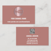 CHANNEL NAAM YOUTUBER LOGO QR CODE ROOS VISITEKAARTJE (Voorkant / Achterkant)